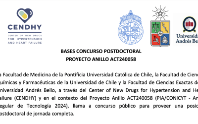 Concurso público para posición postdoctoral a tiempo completo en CENDHY